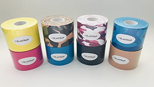 elastrap LOT x6 Rouleau Taping Tape Bande Kinesiologie de Couleur - Bandage therapeutique Sport - Strapping kinésiologique - 5cm x 5m