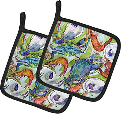 Caroline's Treasures Coppia di presine Crab 8547PTHD, Tessuto, Multicolore