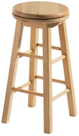 Premier Housewares Swivel Design Tropical Wood Bar Stool | Eco-Friendly Rubberwood Bar Stool | Minimalist Wooden Bar Seating With Footrests | Ideal for Kitchen & Home Bars