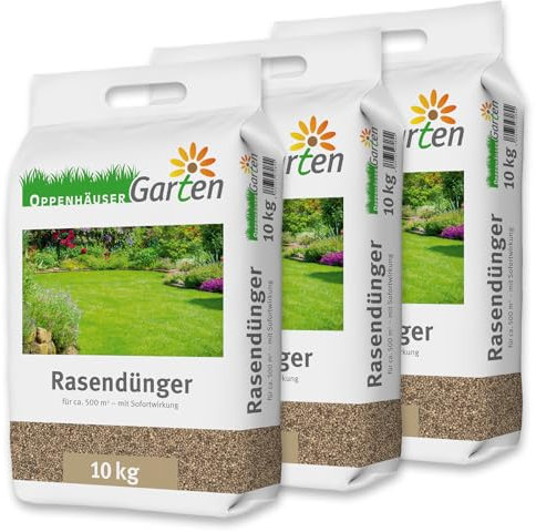 OPPENHÄUSER Concime per prato Estate 30 kg per superfici fino a 1500 m² – Effetto immediato per un prato folto, verde e resistente, soppianta il muschio, concime a azione immediata
