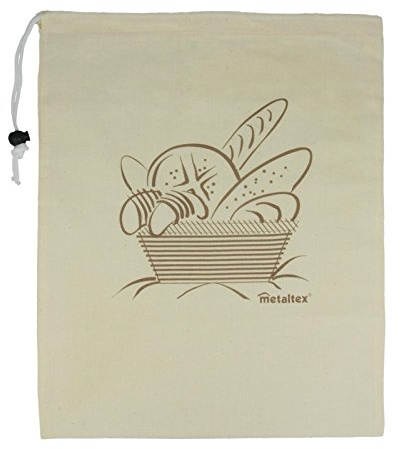 Metaltex Brotbeutel 34 x 43 cm, auch für Semmeln, Brötchen, Baguette, etc. waschbar, mit Kordel zum Zuziehen