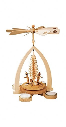 ISDD German pyramid with children, illuminated with tea candles, height 28 cm/11 inch, original Erzgebirge by Richard Glaesser Seiffen