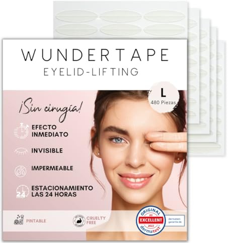 WUNDERTAPE L (480 pzs.) Remedio pegatinas para párpados caídos - cinta adhesiva lifting invisible para párpado caído sin cirugía. double eyelid tape stickers - tiras para ojos