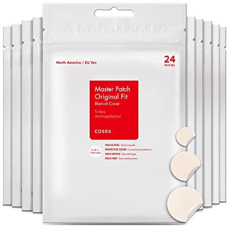 COSRX Master Patch Original Fit (240 Count) Absorbing Hydrocolloid Spot Treatment Pimple Spot Stickers, 3 Sizes