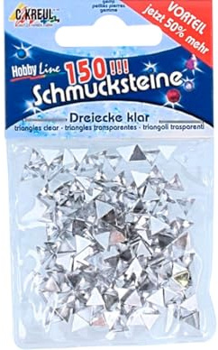 Kreul 49629 - Schmucksteine Dreiecke, für die Gestaltung von modischen Accessoires und zur Gestaltung im Home Deco Bereich, 150 klare Steine