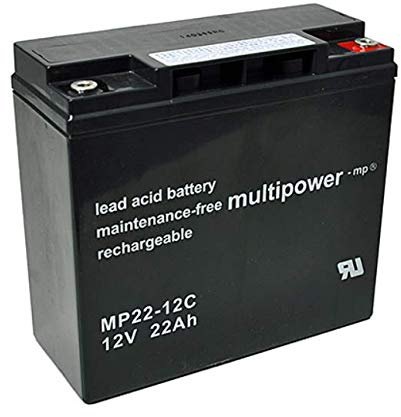 MultiPower Batteria al piombo MP22-12C, tipo cicli, 12,0 Volt, 22000 mAh, con attacco a vite M5