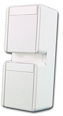 fontana Doppel-Steckdose vertikal, weiß, 250V~/16A, IP44