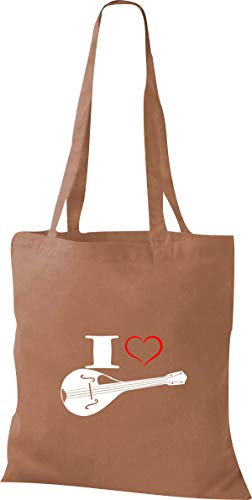 Shirtstown Pochette en tissu Musique I Love Mandoline - Marron - marron clair,