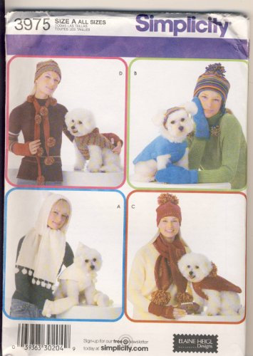 Simplicity 3975 Schnittmuster für Damen und Hunde, Größe S, M, L, Hund XS, S, M