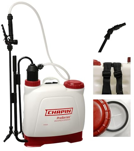 Chapin 61500 - Pulverizador de Mochila Estilo Europeo de 4 galones Fabricado en Estados Unidos con boquillas de Ventilador de Polietileno/Cono, Cierre de Agarre Acolchado, Correas Ajustables
