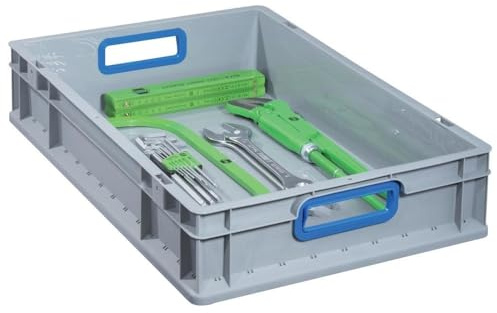 Allit 456765 EuroBox 617 600 x 400 x 170 mm offene Griffe in grau/blau
