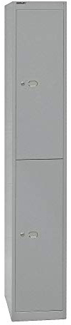 BISLEY Garderobenschrank Office, 1 Abteil, 2 Fächer, T 457 mm, Metall, 355 Silber, 45.7 x 30.5 x 180.2 cm