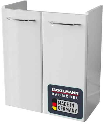 FACKELMANN Mini-Waschtischunterschrank Milano/Badschrank mit Soft-Close-System/Maße (B x H x T): ca. 52 x 61 x 27,5 cm/Schrank fürs Badezimmer mit 2 Türen/Korpus: Weiß/Front: Weiß