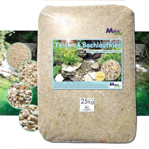 MGS SHOP Teich- & Bachlauf - Kies Quarzkies gerundet kalkfrei nährstoffrei DIN 4924 Einbau & Unterbau -fähig 3-6 mm