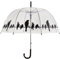 Esschert Design Parapluie Cloche/Dôme Transparent pour Femme - Ouverture AUTOMATIQUE - Joli Imprimé Oiseaux - Diamètre 82CM - Idéal pour Mariage et Photoshoot - Anti-vent