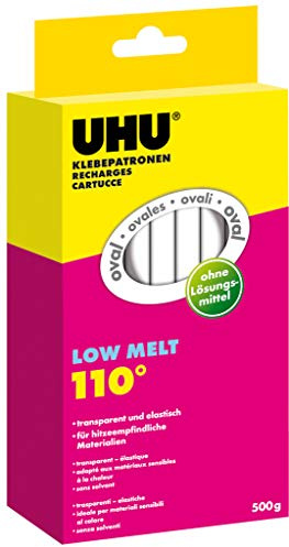 UHU Heißklebepatronen Low Melt, Transparente und ovale Klebepatronen für UHU Niedrigtemperatur Klebepistole, 12 kg
