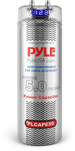 Pyle PLCAPE50 Condensatore Audio per Veicoli da 5,0 Farad con Display Digitale Blu e Funzioni di Sicurezza, Lettura della Tensione, Protezione da Sovratensioni Accessori Audio per Auto, 1 Pezzo