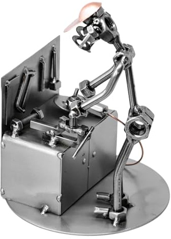 metalman24 Schraubenmännchen Schlosser - Handarbeit Geschenkidee Metallfigur Metallmännchen Stahlfigur Schraubenmännle - Deko für Büro & Zuhause