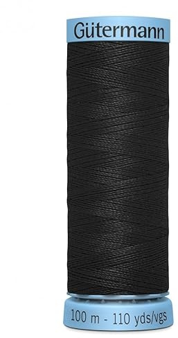 Gutermann Luxurious Pure Silk Sewing Thread 100m Black 000 - Each