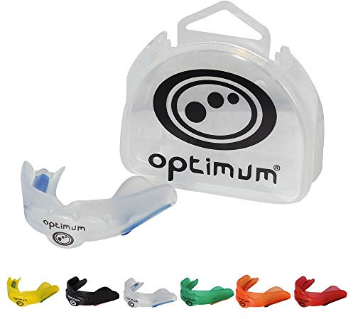 Optimum Matrix Mouthguard Gum Shield Slim Fit with Case for Rugby Hockey Boxing MMA Martial Arts Judo Karate Taekwondo Contact Sports - Clear, Junior