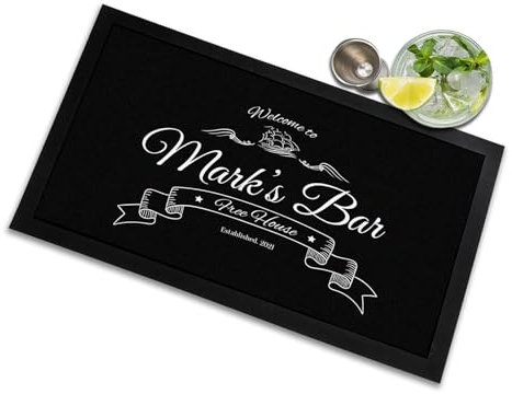 Tappetino da pub di benvenuto personalizzabile, nero