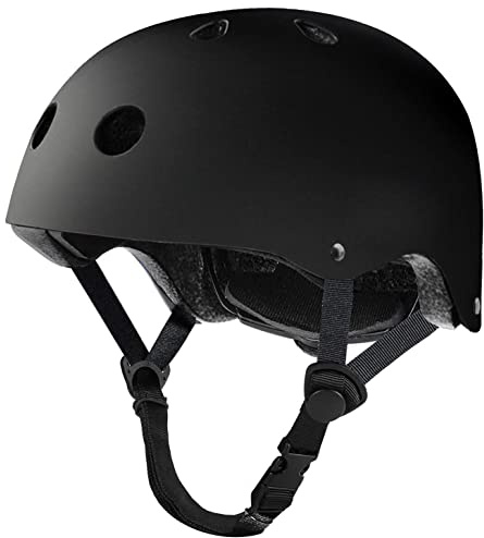 Tourdarson Skateboard Helmet Impact Resistance Ventilation for Youth & Adults (Black,Large)