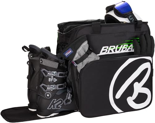 BRUBAKER 'Super Champion 2.0' Bolso para Deporte - Mochila Porta Botas De Esquí - Negro/Verde