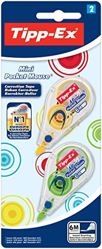 Tipp-Ex Mini Pocket Mouse Fashion, Blister a 2 Stück, 5 mm x 5 m, 4-fach sortiert