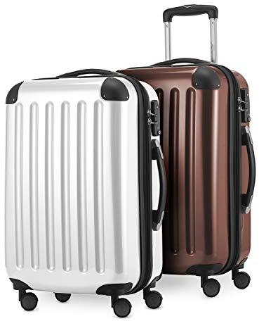 Hauptstadtkoffer® · 2er Hartschalen Kofferset · 2X Handgepäck 45 Liter (Weiss-braun)