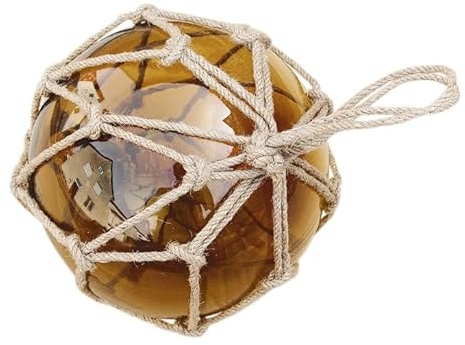 Sea-Club Fischerkugel Maritime Deko Glas & Tauwerk/Sisal Ø=18cm Amber