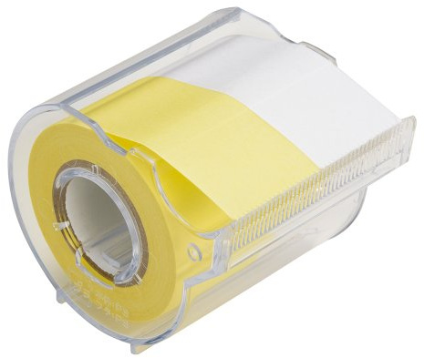 ヤマト Yamato R-25CH-WY Sticky Notes, Memoc Roll Tape, Yellow & White, 1.0 inches (25 mm) x 32.8 ft (10 m), Cutter Included