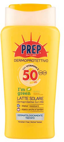 Prep, Latte Solare Dermoprotettivo SPF50, Con Glicerina e Vitamina E, Protezione UVA-UVB, Senza Parabeni, 200ml