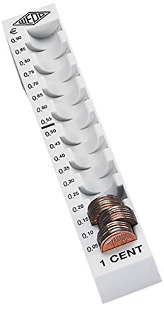 Wedo 160700137 Münzrille (0,01 Euro, 1 Cent, Kunststoff für 90 Münzen mit Markierungen 18 x 4,5 x 3 cm) lichtgrau