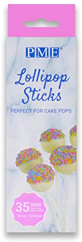 PME LS172 Lollipop Sticks 16 cm (6.3 inch), Pack of 35, White