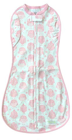 Woombie Combinaison d'emmaillotement Convertible 3–6 mois, Rose Hiboux)