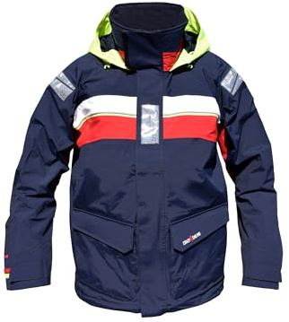 crazy4sailing Herren Segeljacke Bergen Offshore Funktionsjacke Ölzeug, Farbe:Navy/Red/White, Größe:XXXL
