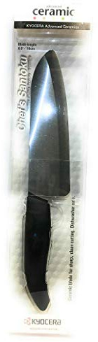 Kyocera Advanced Ceramic Revolution Series 6-inch, Chef's Santoku Knife, Black Blade