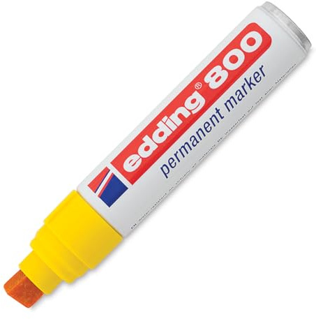 edding 800 permanent markör – gul – 1 penna – kilspets 4–12 mm – för breda markeringar – vattentät, snabbtorkande, torkbeständig – för kartong, plast, trä, metall, glas