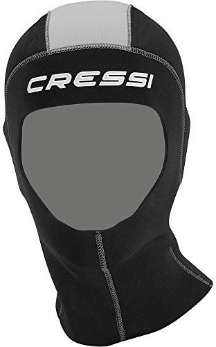 Cressi Draget Plus Hood Man 5mm - Neopren 5mm Kopfhaube mit Ausgezeichnette Passform, Schwarz/Silber, Herren L/5-6-7