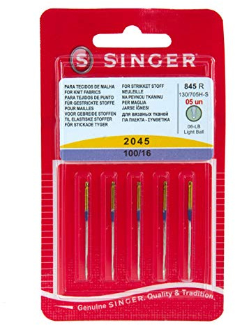 SINGER Jerseynadel 2045 100/16 Nadel, Metall, Silber, 7 x 0,03 x 4 cm, 5-Einheiten