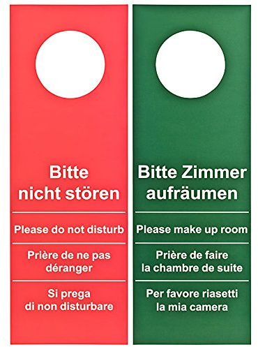 50 Stück Türschild Hotel Bitte nicht stören - Zimmer aufräumen rot/grün (GROSSE AUSFÜHRUNG - 28cm lang)