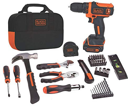 BLACK+DECKER 12V MAX Drill & Home Tool Kit, 60-Piece (BDCDD12PK)