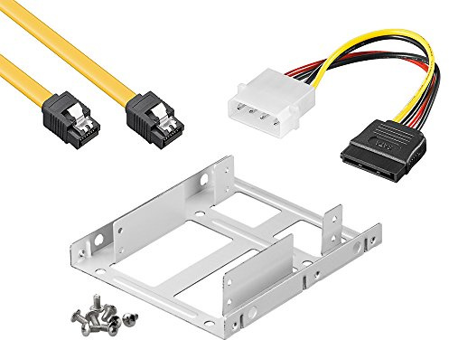'Kit de Montage baytronic Cadre de Montage pour disques durs/SSD 2,5 S sur Rails 3,5 Adaptateur Mounting Frame Support Doppelter Einbaurahmen + 50cm SATA Kabel