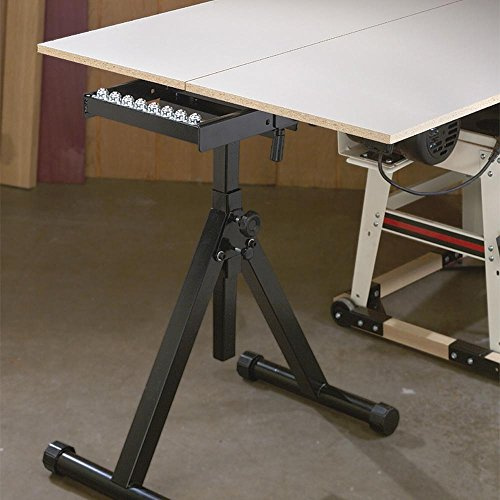 Rockler 3-Row Ball Bearing Roller Stands - Adjustable 28-3/4 to 44 Roller Table Tool Stand for Table Saws, Sanders, & More - Perfect for Long Rips or Cross Cuts - Table Saw Accessories