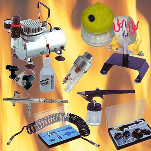 OCS.tec 9 Parties Airbrush Set COMPRESSEUR Pistolet AÉROGRAPHIE Nettoyeur AS1