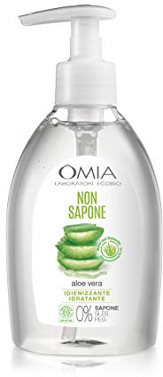 Omia - Non Sapone Eco Bio con Aloe Vera del Salento, Sapone Liquido per le Mani e per il Viso, Azione Idratante, Addolcente e Rinfrescante, Dermatologicamente Testato - Flacone da 300 ml