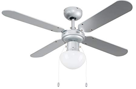 MiniSun | 102cm Modern 4 Blade Ceiling Fan with Frosted Opal Glass Light Shade | Ceiling Fans with Lamps, Home Décor & Improvement Essential | Mains Wired