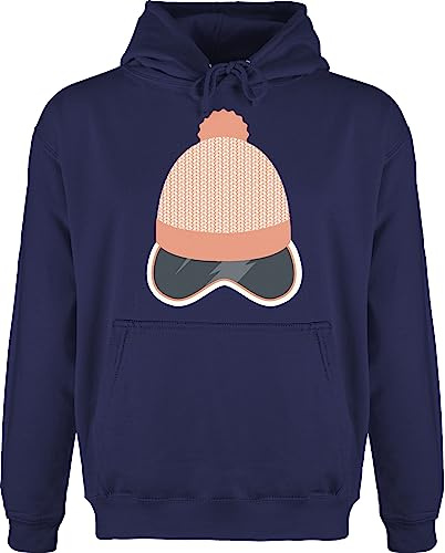 Hoodie Herren Pullover Männer - Skiurlaub Apres - Ski Snowboard Brille Mütze - L - Navy Blau - skifahren hoody apreski pulli apre wintersport fahren mottoparty fasching geschenk party apres+ski