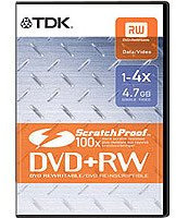 TDK DVD+RW Blanks 4.7 GB 4x Pack of 5 Video Box