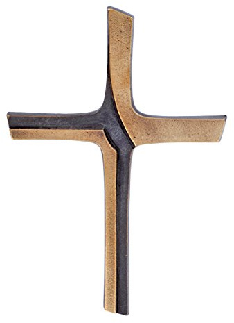 Butzon & Bercker Schmuckkreuz aus Bronze (15x10 cm) von Jürgen Peters – Modernes Wandkreuz in zweifarbigem Design, Handgefertigte Christliche Kunst